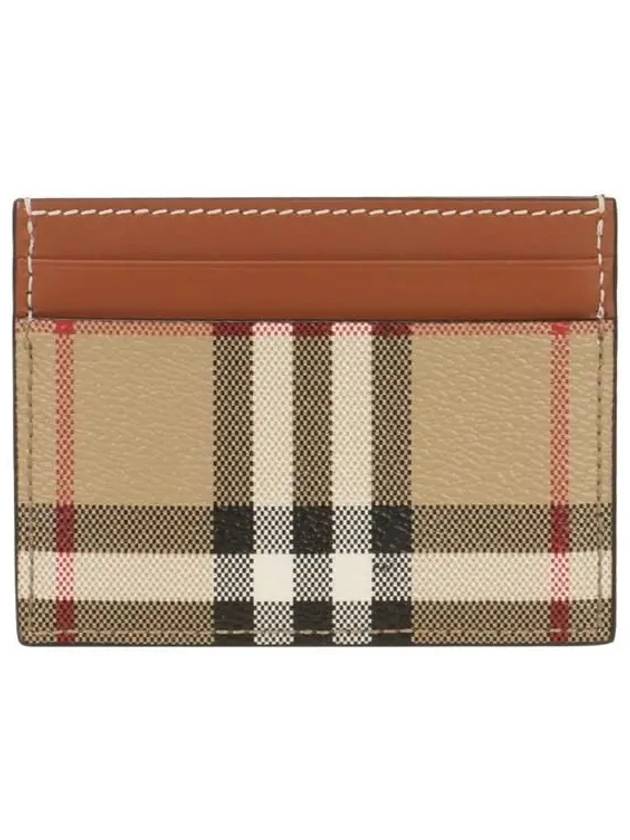 Check Print Leather Card Holder Beige - BURBERRY - BALAAN 4