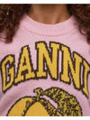 Graphic Peach Round Neck Pullover Knit Top Pink - GANNI - BALAAN 3