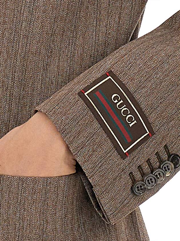 Herringbone Wool Jacket Brown - GUCCI - BALAAN 5