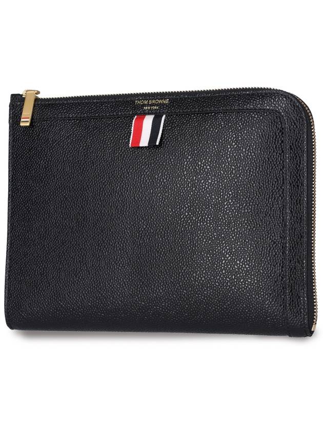 Pebble Minifolio Clutch Bag Black - THOM BROWNE - BALAAN 3