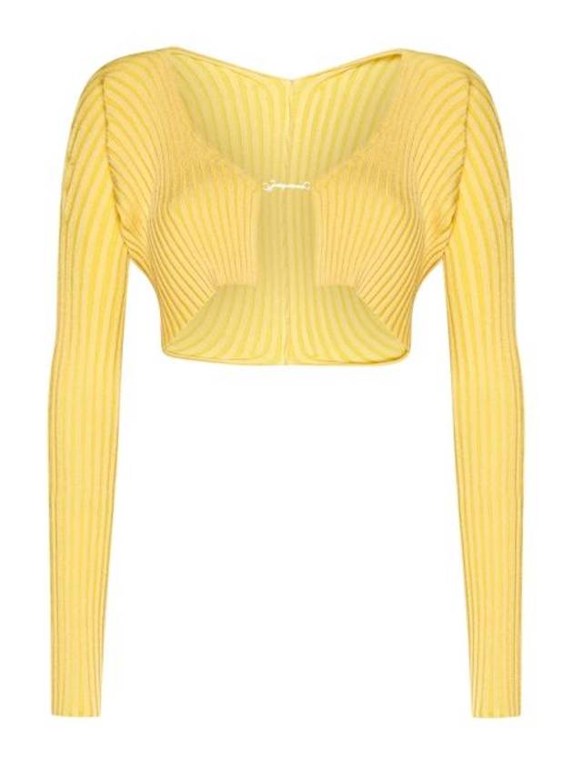 La Maille Pralu Micro Charm Logo Cardigan Yellow - JACQUEMUS - BALAAN 2