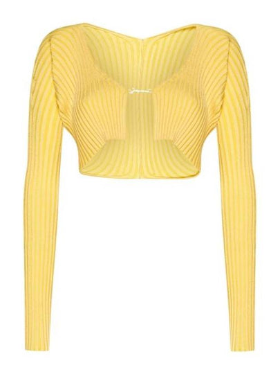 La Maille Pralu Micro Charm Logo Cardigan Yellow - JACQUEMUS - BALAAN 2