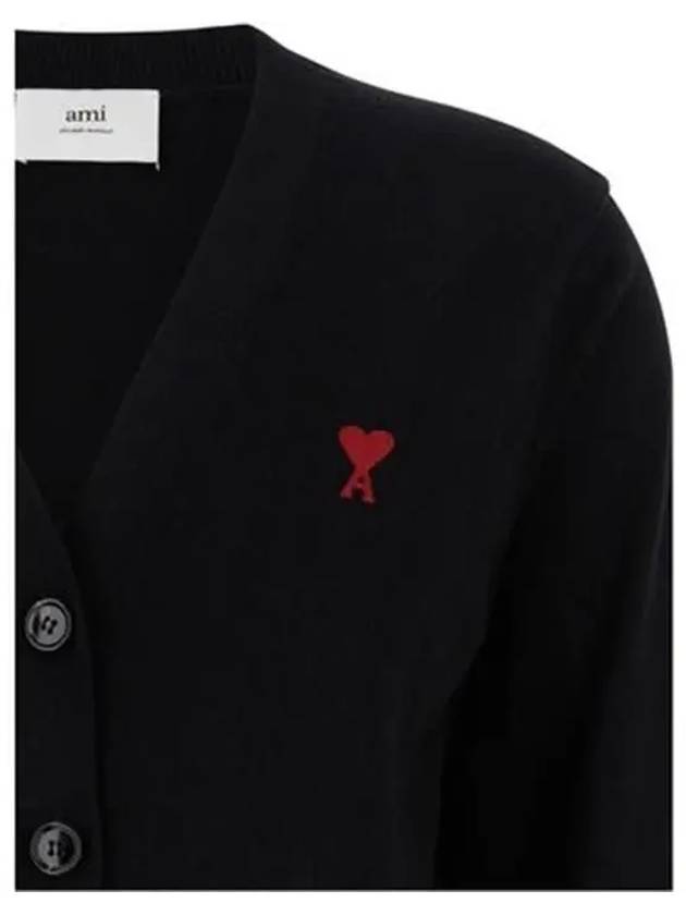 Heart Logo Wool Cardigan Black - AMI - BALAAN 4