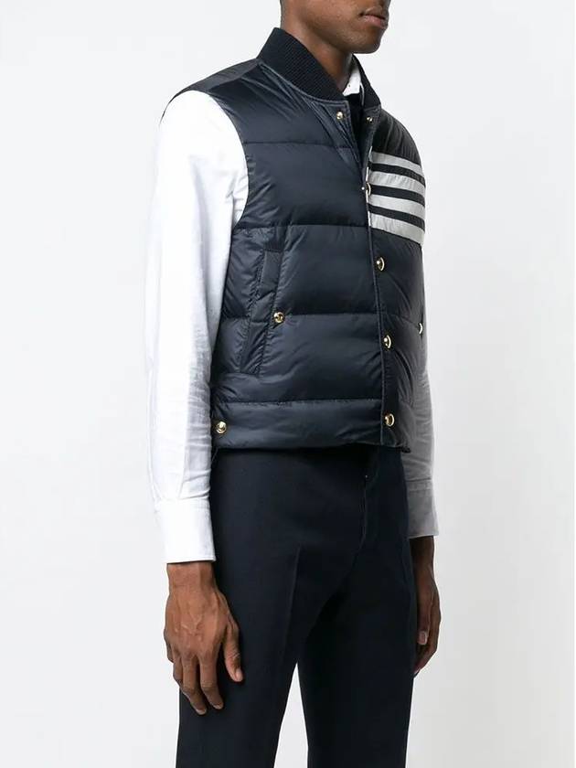 Men's Matte Diagonal Nylon Down Padded Vest Navy - THOM BROWNE - BALAAN 4