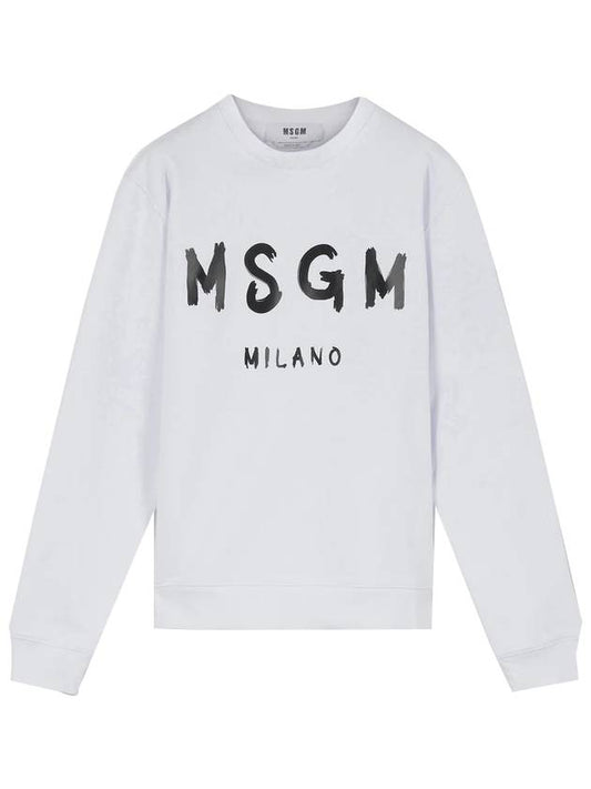 Men's Milan Brushed Logo Sweatshirt White - MSGM - BALAAN.