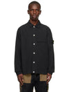 Cupro Cotton Twill Over Long Sleeve Overshirt Jacket Black - STONE ISLAND - BALAAN 3