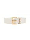 Monogram Buckle Leather Belt White Gold Plated - SAINT LAURENT - BALAAN.