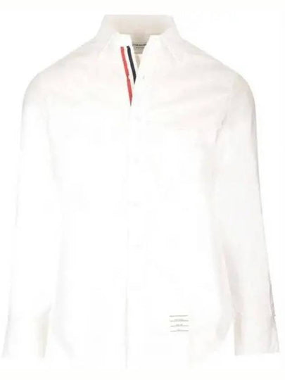 Men's Logo Patch Classic Cotton Long-Sleeve Shirt White - THOM BROWNE - BALAAN 2