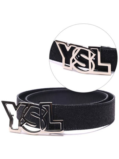 YSL Logo Leather Belt Black - SAINT LAURENT - BALAAN 2