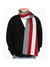 Reversible Jacquard Pattern Wool Muffler Grey - BALLY - BALAAN 1