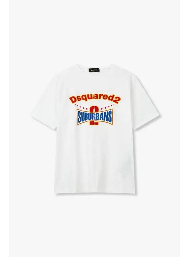 Men s Retro Logo Crewneck T Shirt White - DSQUARED2 - BALAAN 1