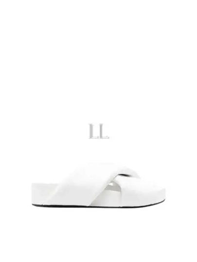 Women's Padded Slides Leather Slippers White - JIL SANDER - BALAAN 2