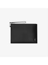 Tiny Monogram Silver Clutch Bag Black - SAINT LAURENT - BALAAN 3