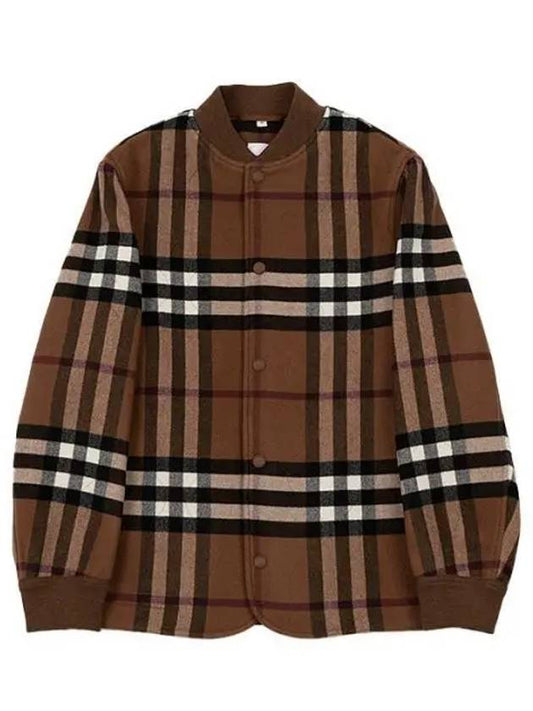 Quilted Check Wool Blend Bomber Jacket Dark Birch Brown - BURBERRY - BALAAN 2