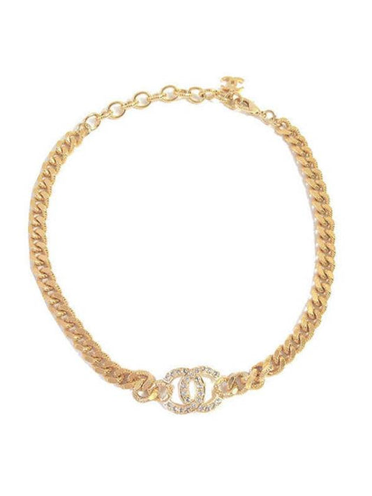 Cubic CC Logo Chain Choker Necklace Gold - CHANEL - BALAAN 1