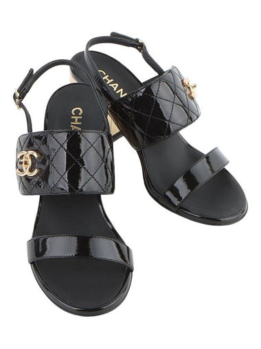 G39730 CC Turnlock Patent Quilted Strap Sandals 37 1 2 companies 33470Y - CHANEL - BALAAN 1