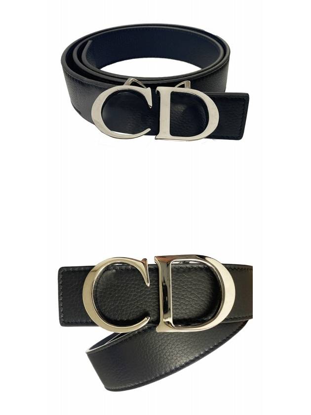 4353PLTAM16 Q100 CD Signature Buckle Reversible Belt Black Blue Marine Men's Belt TJ - DIOR - BALAAN 4