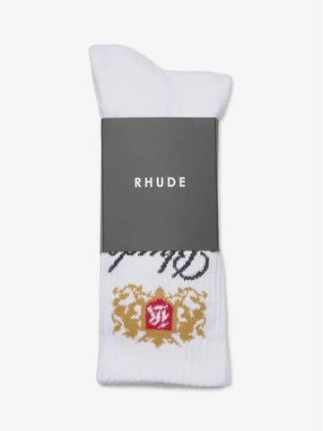 Men s Logo Crest Socks White Gold RHFW22SO020703760376 - RHUDE - BALAAN 1