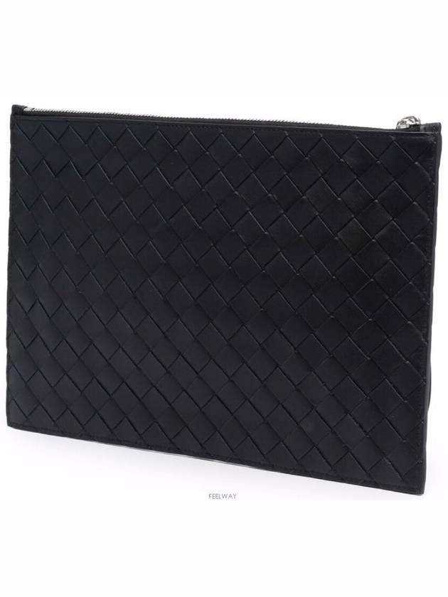 Intrecciato Strap Large Clutch Bag Black - BOTTEGA VENETA - BALAAN 6