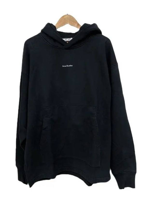 Studios Men's Logo Print Overfit Hooded Black - ACNE STUDIOS - BALAAN.