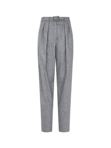 Women s Belt Closure Cash Wool Pants Melange Gray 270761 - EMPORIO ARMANI - BALAAN 1