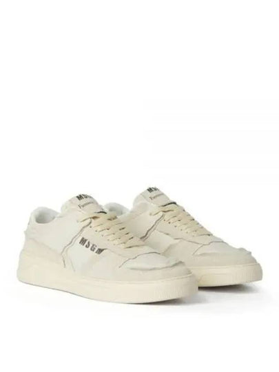 FG-1 Logo Leather Low Top Sneakers White - MSGM - BALAAN 2