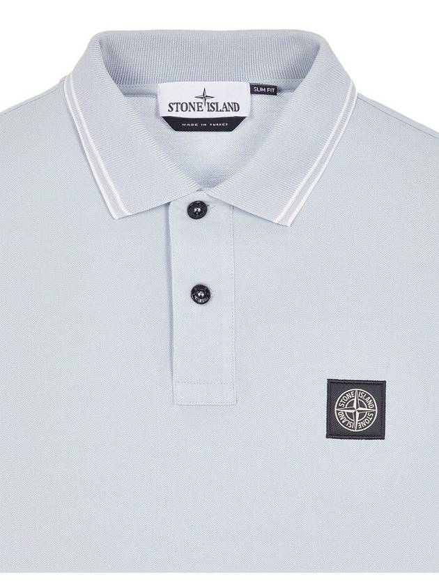 Organic Cotton Elastane Polo Shirt Sky Blue - STONE ISLAND - BALAAN 4