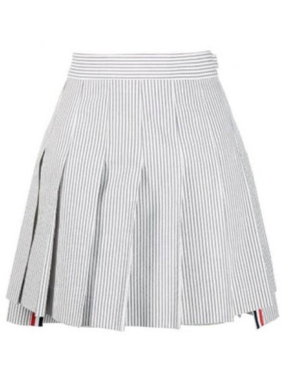 Women's Mini Drop Back Seersucker Pleated Skirt Grey - THOM BROWNE - BALAAN 2