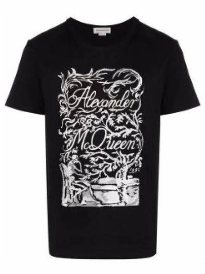 Embroidery Logo Short Sleeve T-Shirt Black - ALEXANDER MCQUEEN - BALAAN 2