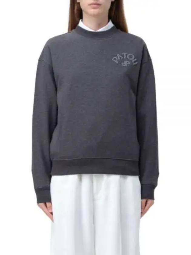 Embroidered Logo Cotton Sweatshirt Grey - PATOU - BALAAN 1