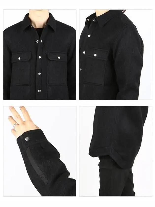 Felt Wool Alpaca Overshirt Jacket Black - RICK OWENS - BALAAN 4