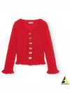 Mohair Butterfly Button Cardigan Red - GANNI - BALAAN 2