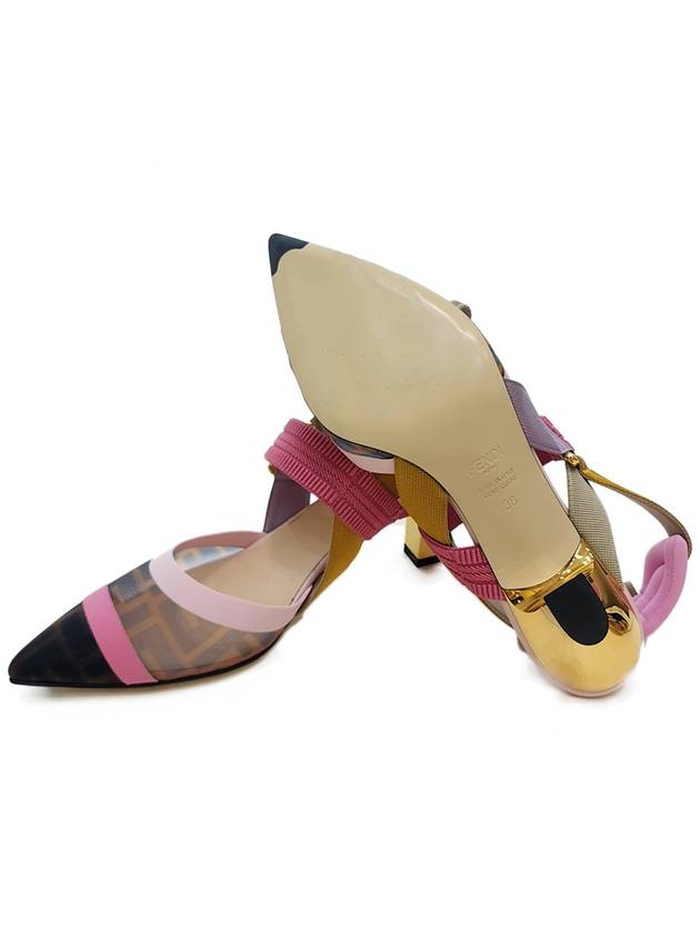 Colibri Mesh Medium Slingback Heel Pink - FENDI - BALAAN 6