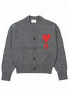 Big Heart Logo Wool Cardigan Grey - AMI - BALAAN 2