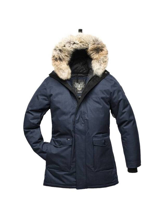 Yves Hooded Fur Padded Parka Navy - NOBIS - BALAAN 1