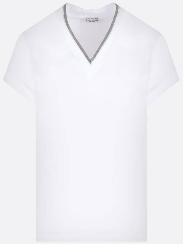 Monilli V-Neck Short Sleeve T-Shirt White - BRUNELLO CUCINELLI - BALAAN 2