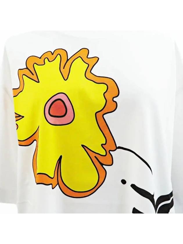 Flower Logo Oversized Short Sleeve T-Shirt White - MARNI - BALAAN 5