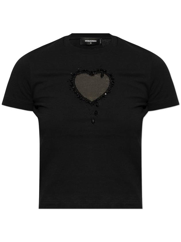 Dsquared2 T-shirt With Application, Women's, Black - DSQUARED2 - BALAAN 1