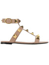 Roman Stud Anklet Flat Sandals Pink - VALENTINO - BALAAN.