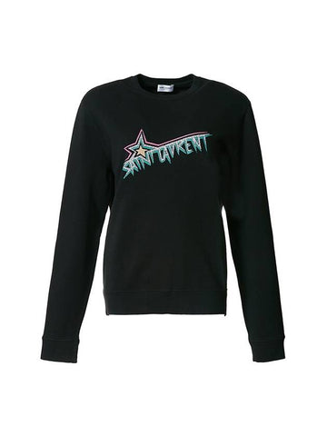 Logo Lettering Sweatshirt Black - SAINT LAURENT - BALAAN 1