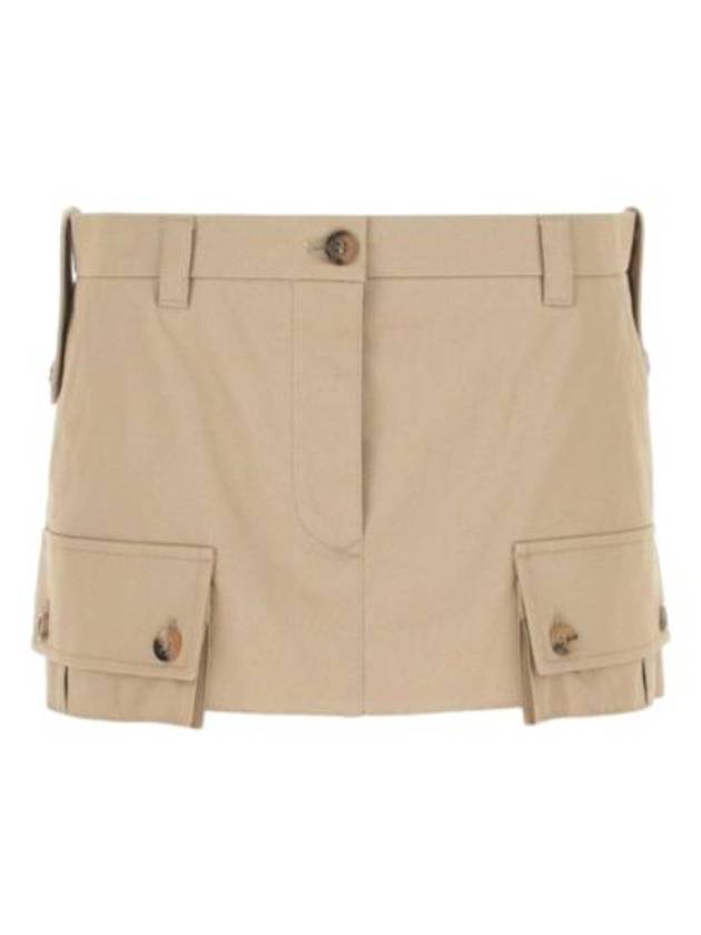 Women's Cargo Pocket Chino Mini A-Line Skirt Beige - MIU MIU - BALAAN 2