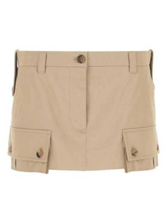 Women's Cargo Pocket Chino Mini A-Line Skirt Beige - MIU MIU - BALAAN 2