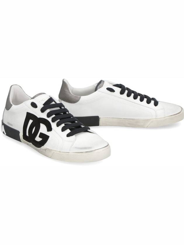 Dolce & Gabbana Portofino DC Logo Black Lace Up Low Top Sneakers White - DOLCE&GABBANA - BALAAN 4