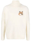 Men's Fox Head Patch Oversized Wool Turtleneck Ecru - MAISON KITSUNE - BALAAN 2