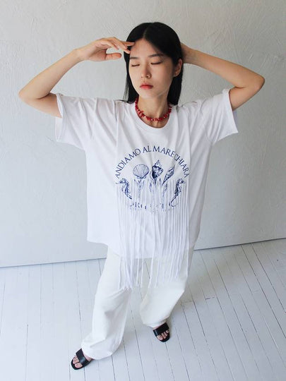 Fringe Printed T-Shirt White - RUBATI - BALAAN 2