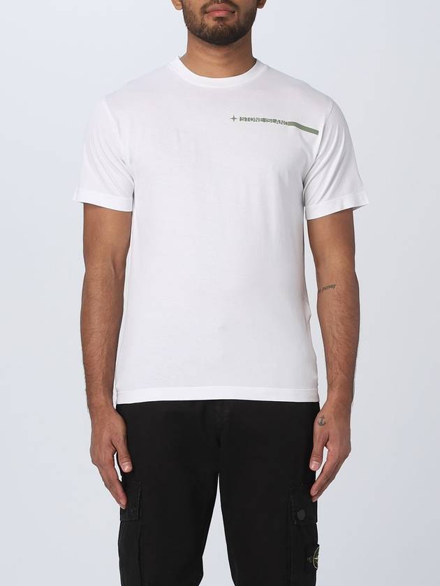 Logo Print Crew Neck Short Sleeve T-Shirt White - STONE ISLAND - BALAAN 2