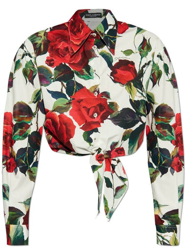 Dolce & Gabbana Cotton Shirt With Floral Pattern, Women's, Multicolour - DOLCE&GABBANA - BALAAN 1