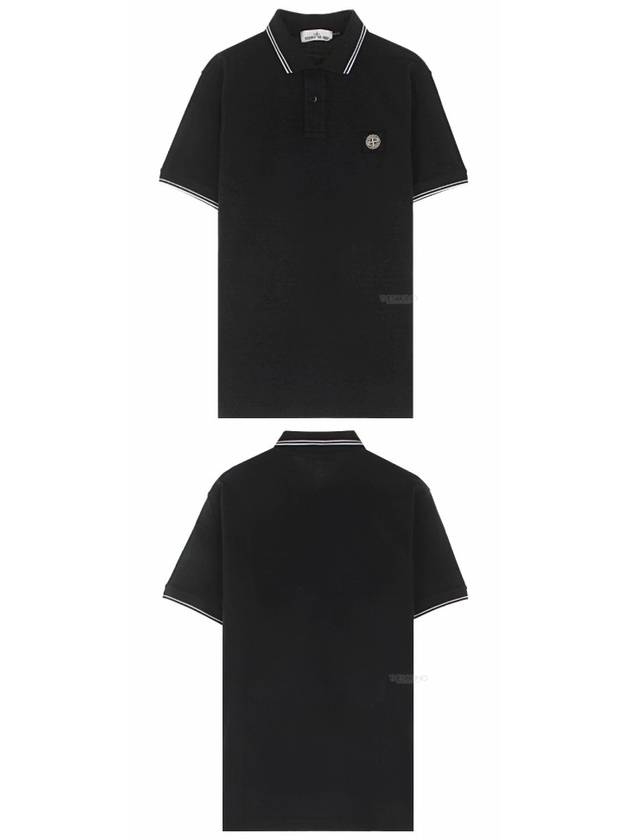 Men's Two Line Wappen Patch Short Sleeve Polo Shirt Navy - STONE ISLAND - BALAAN.