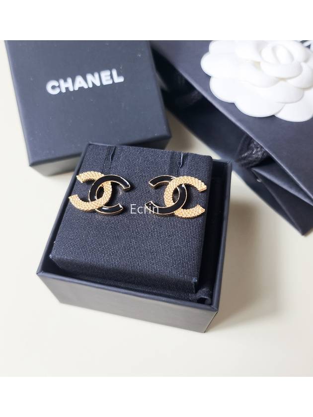 CC Logo Earrings Vintage Gold Black ABC944 - CHANEL - BALAAN 9