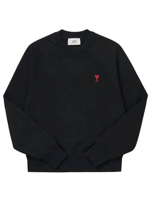 Small Heart Logo Sweatshirt Black - AMI - BALAAN 2